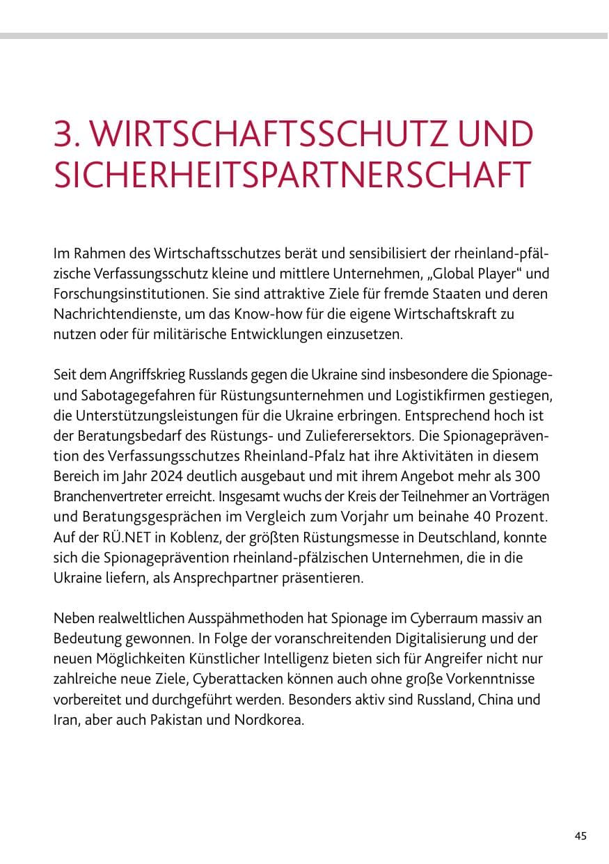Seite 45 des Verfassungsschutzbericht 2024 Rheinland-Pfalz