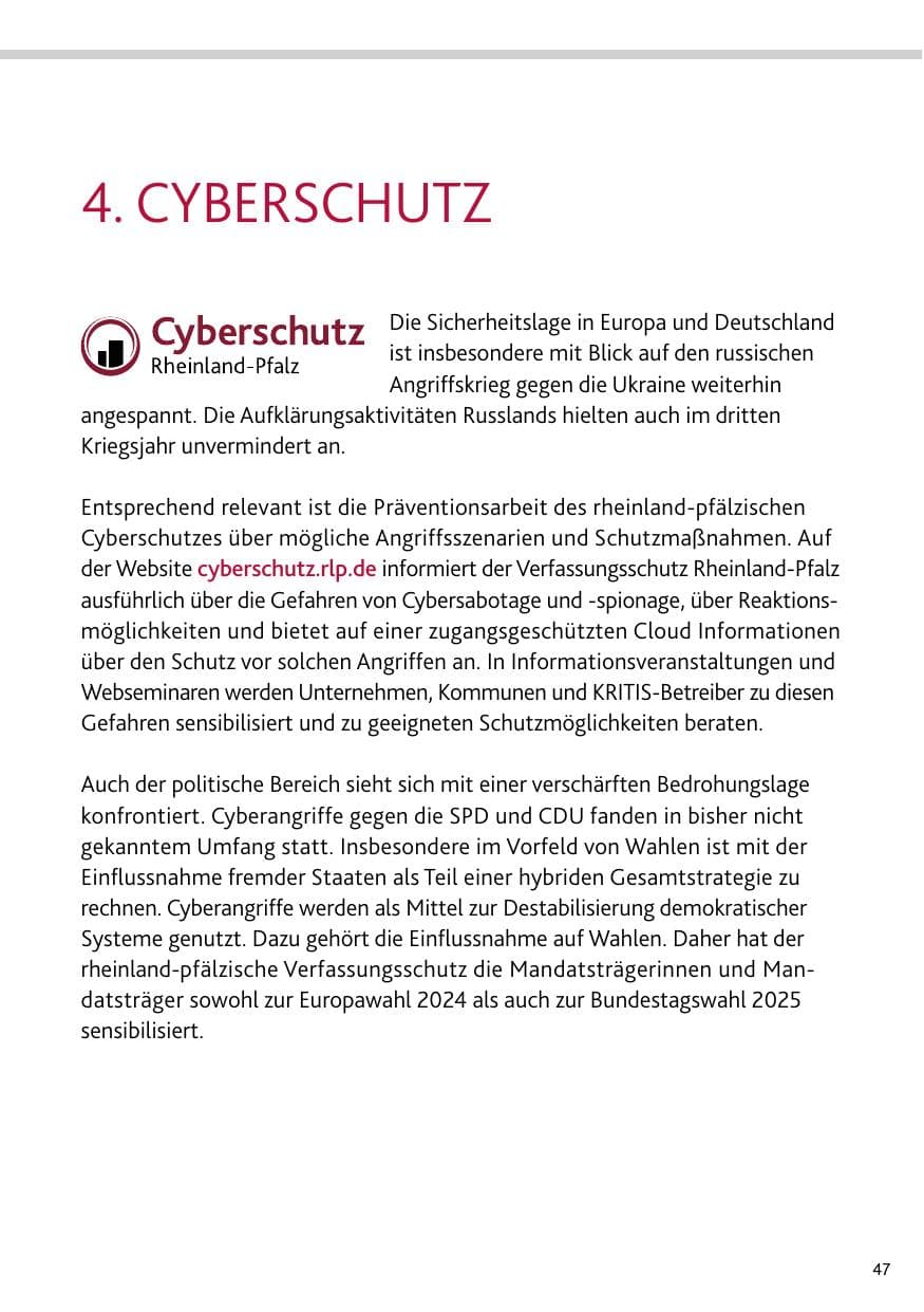 Seite 47 des Verfassungsschutzbericht 2024 Rheinland-Pfalz