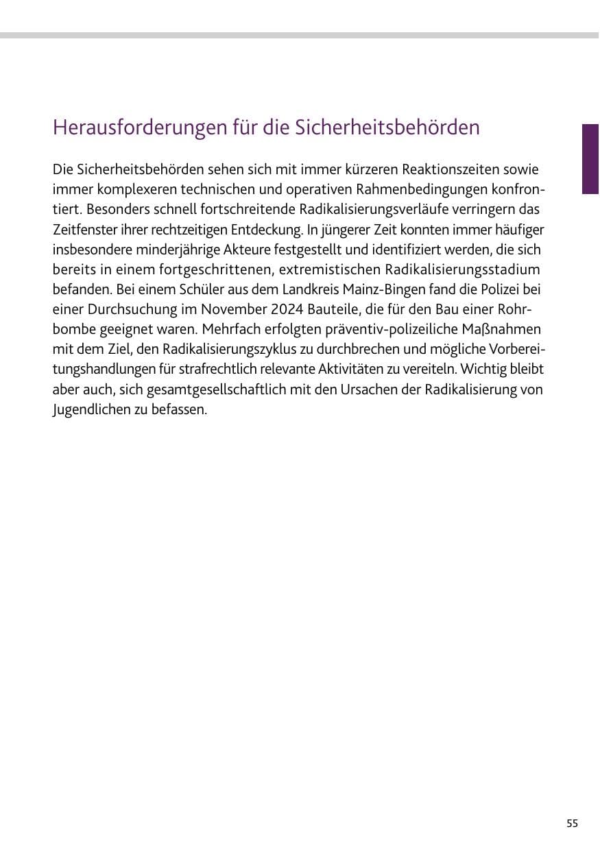 Seite 55 des Verfassungsschutzbericht 2024 Rheinland-Pfalz
