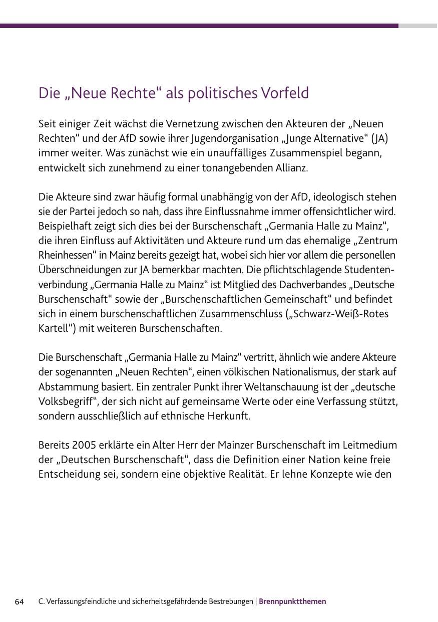 Seite 64 des Verfassungsschutzbericht 2024 Rheinland-Pfalz