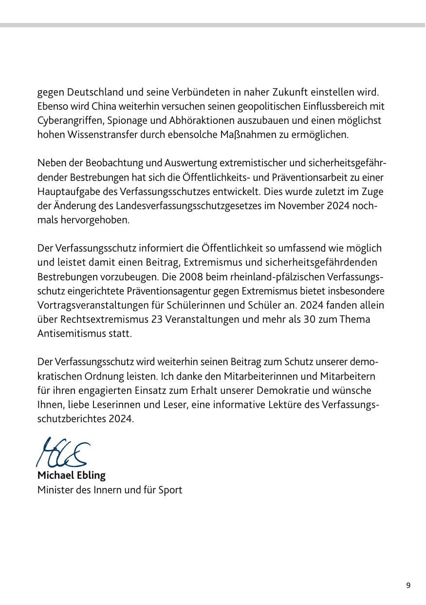 Seite 9 des Verfassungsschutzbericht 2024 Rheinland-Pfalz