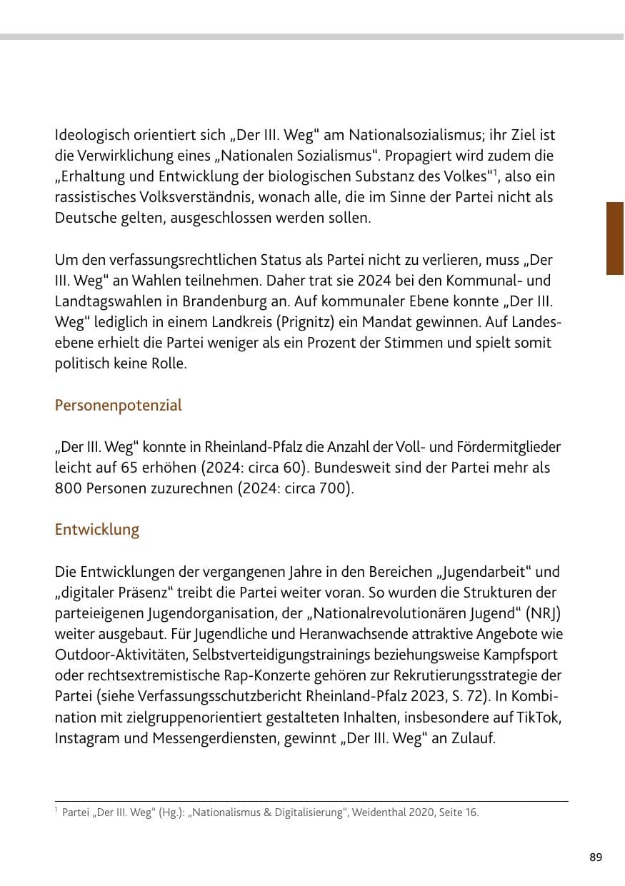 Seite 89 des Verfassungsschutzbericht 2024 Rheinland-Pfalz