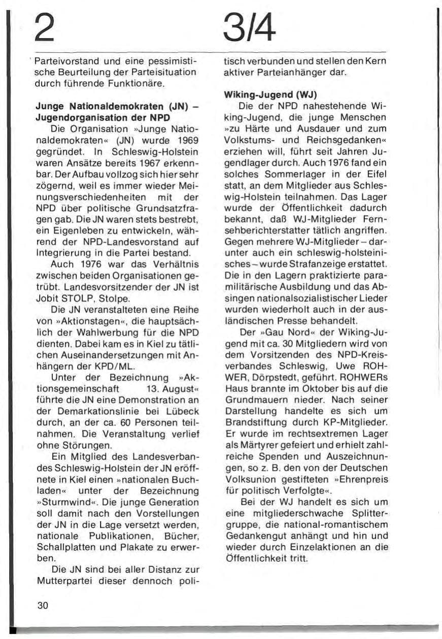 Seite 32 des Verfassungsschutzbericht 1976 Schleswig-Holstein