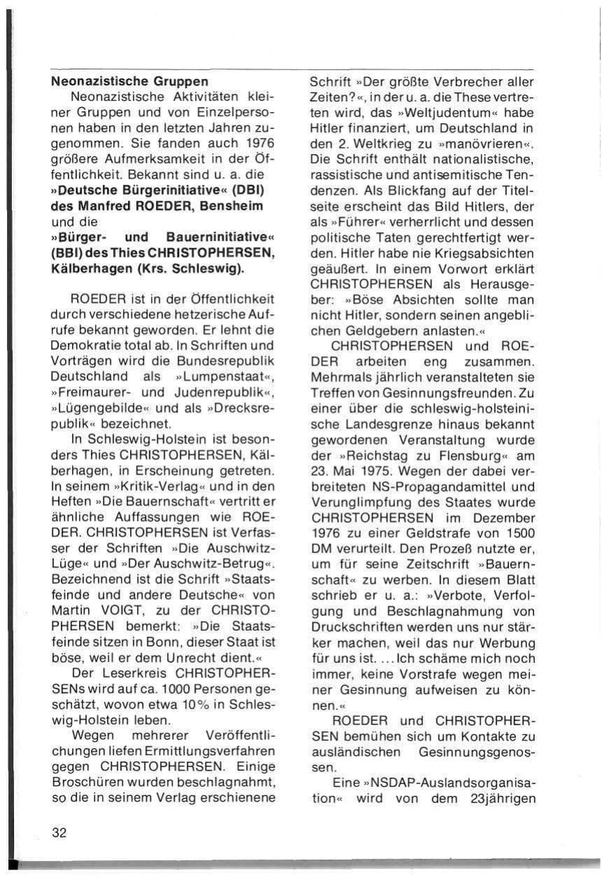 Seite 34 des Verfassungsschutzbericht 1976 Schleswig-Holstein