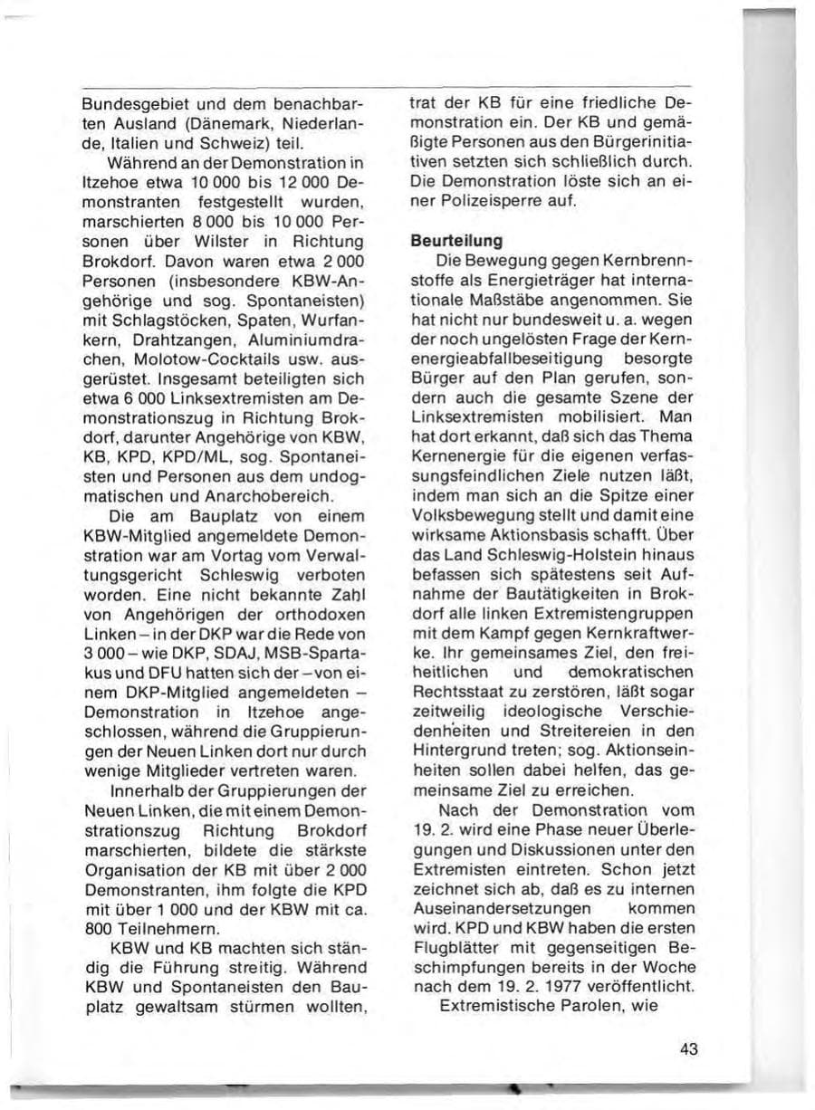 Seite 45 des Verfassungsschutzbericht 1976 Schleswig-Holstein