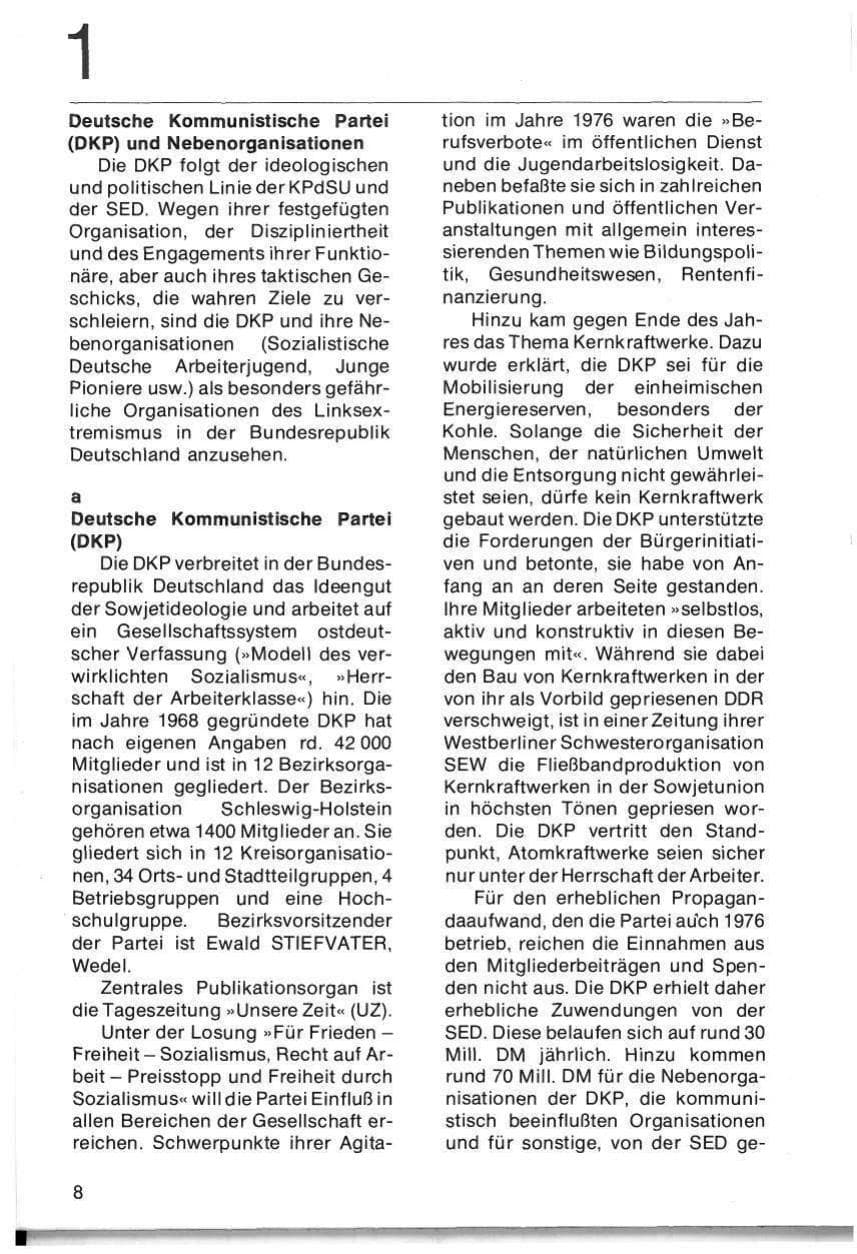 Seite 10 des Verfassungsschutzbericht 1976 Schleswig-Holstein
