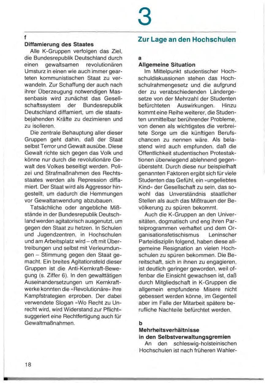 Seite 20 des Verfassungsschutzbericht 1977 Schleswig-Holstein