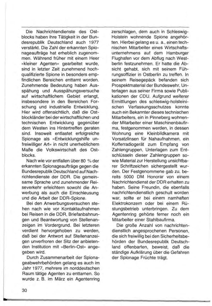 Seite 32 des Verfassungsschutzbericht 1977 Schleswig-Holstein