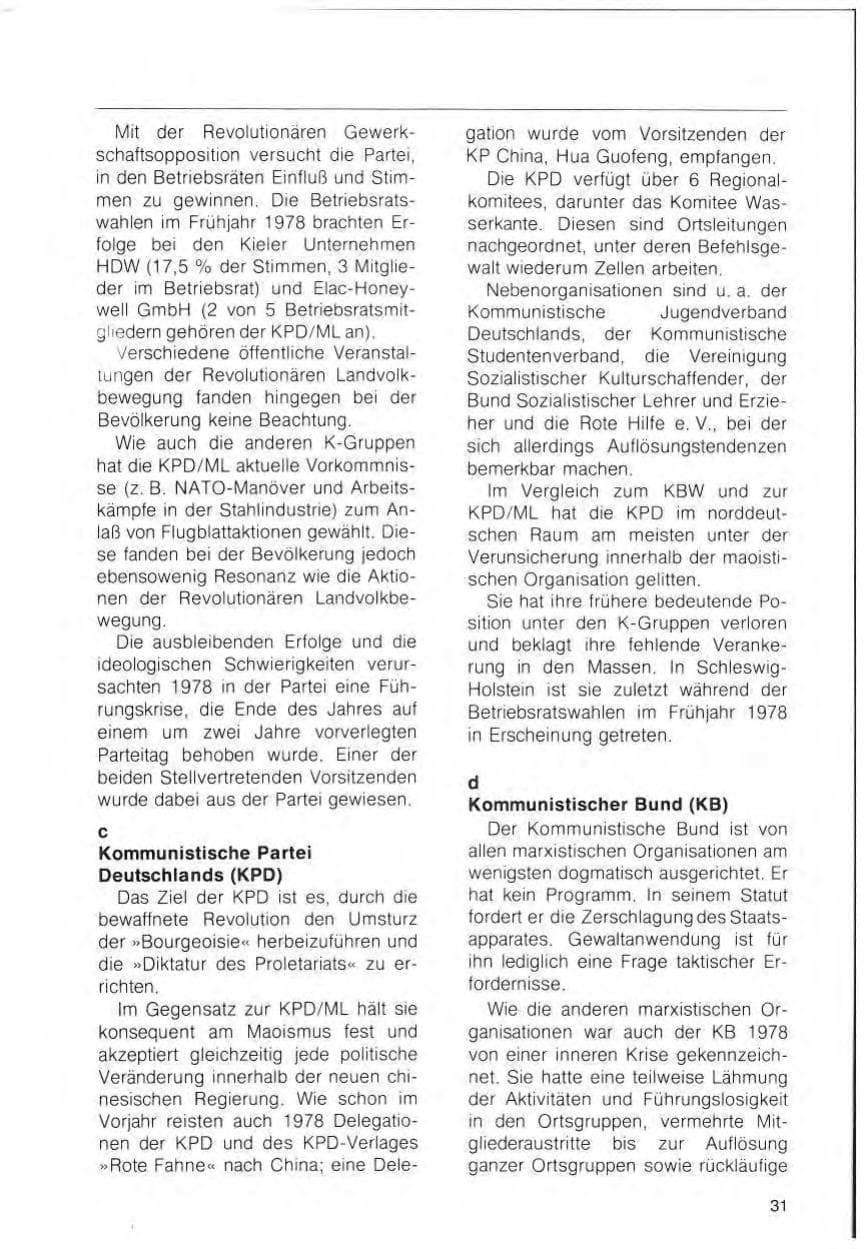 Seite 33 des Verfassungsschutzbericht 1978 Schleswig-Holstein
