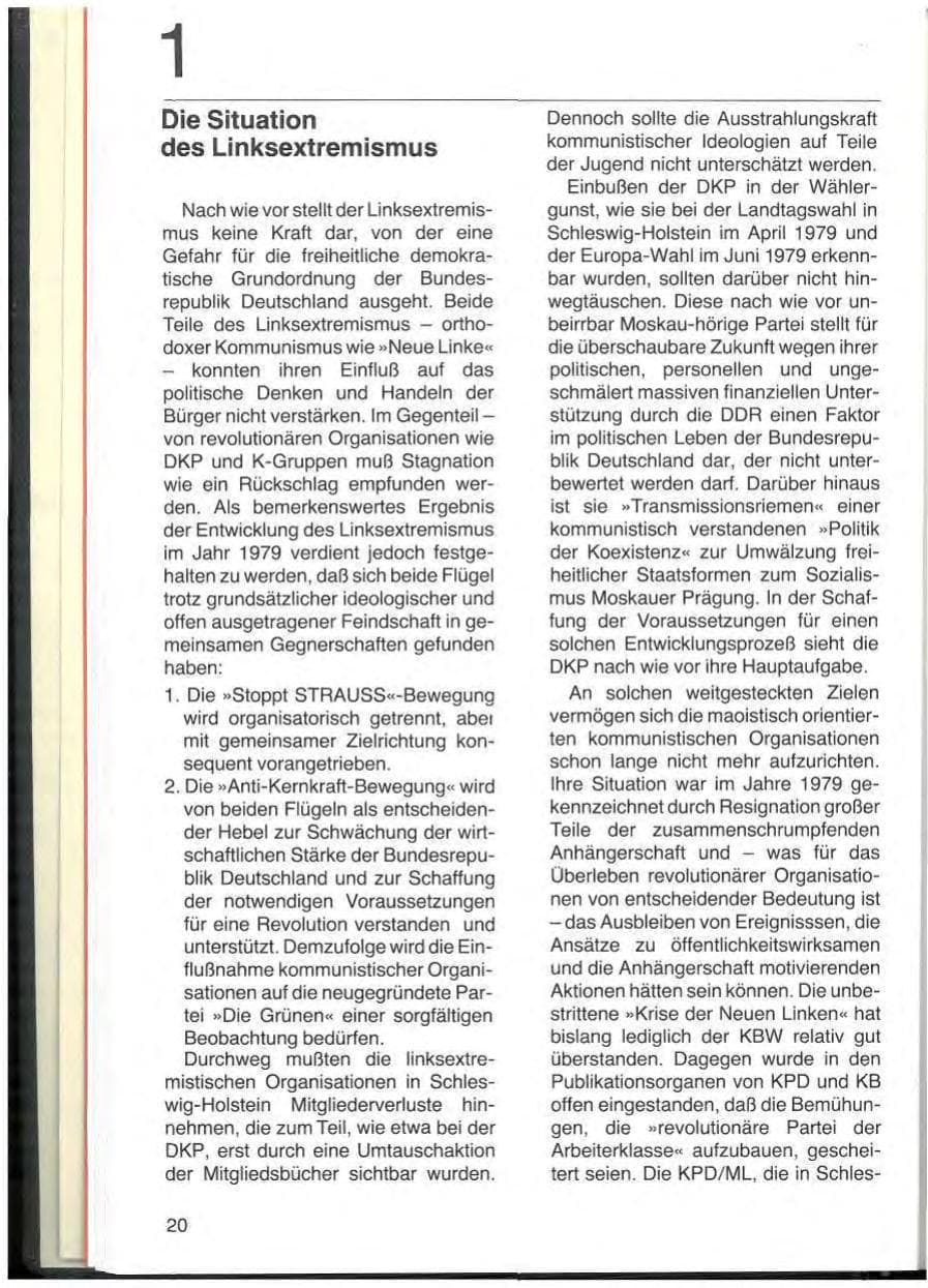 Seite 22 des Verfassungsschutzbericht 1979 Schleswig-Holstein
