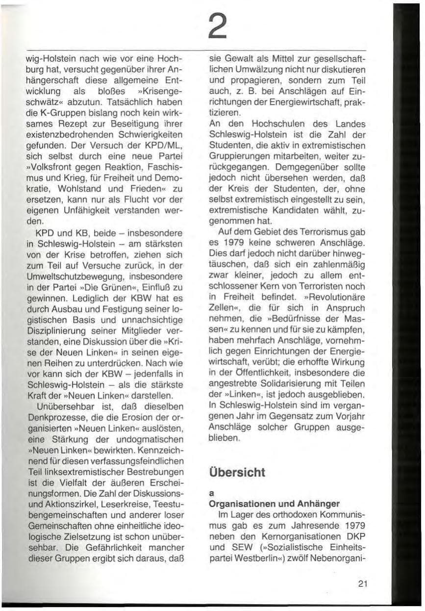 Seite 23 des Verfassungsschutzbericht 1979 Schleswig-Holstein