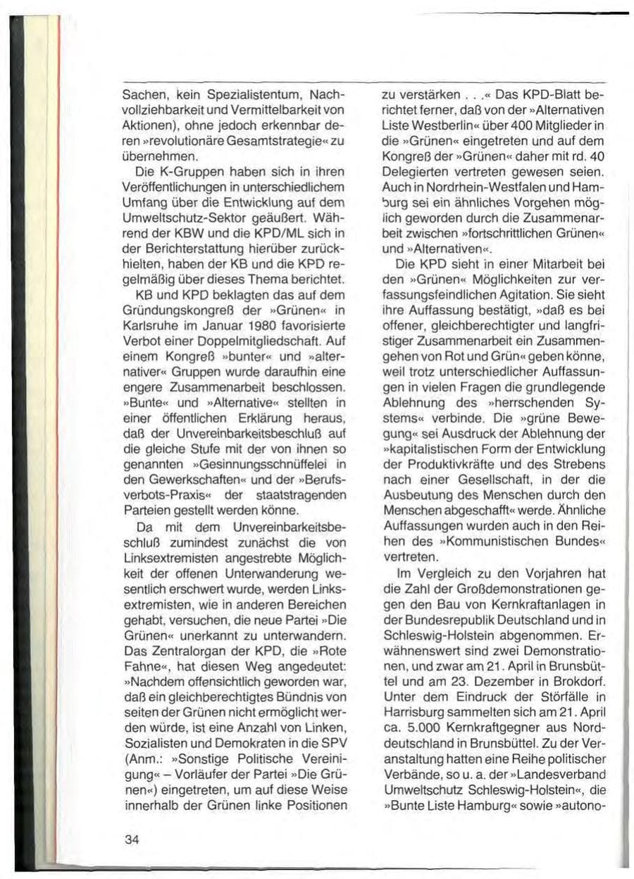 Seite 36 des Verfassungsschutzbericht 1979 Schleswig-Holstein