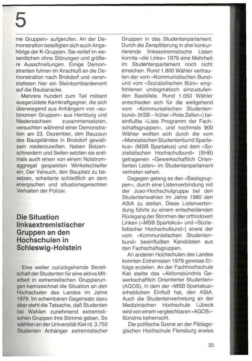 Seite 37 des Verfassungsschutzbericht 1979 Schleswig-Holstein