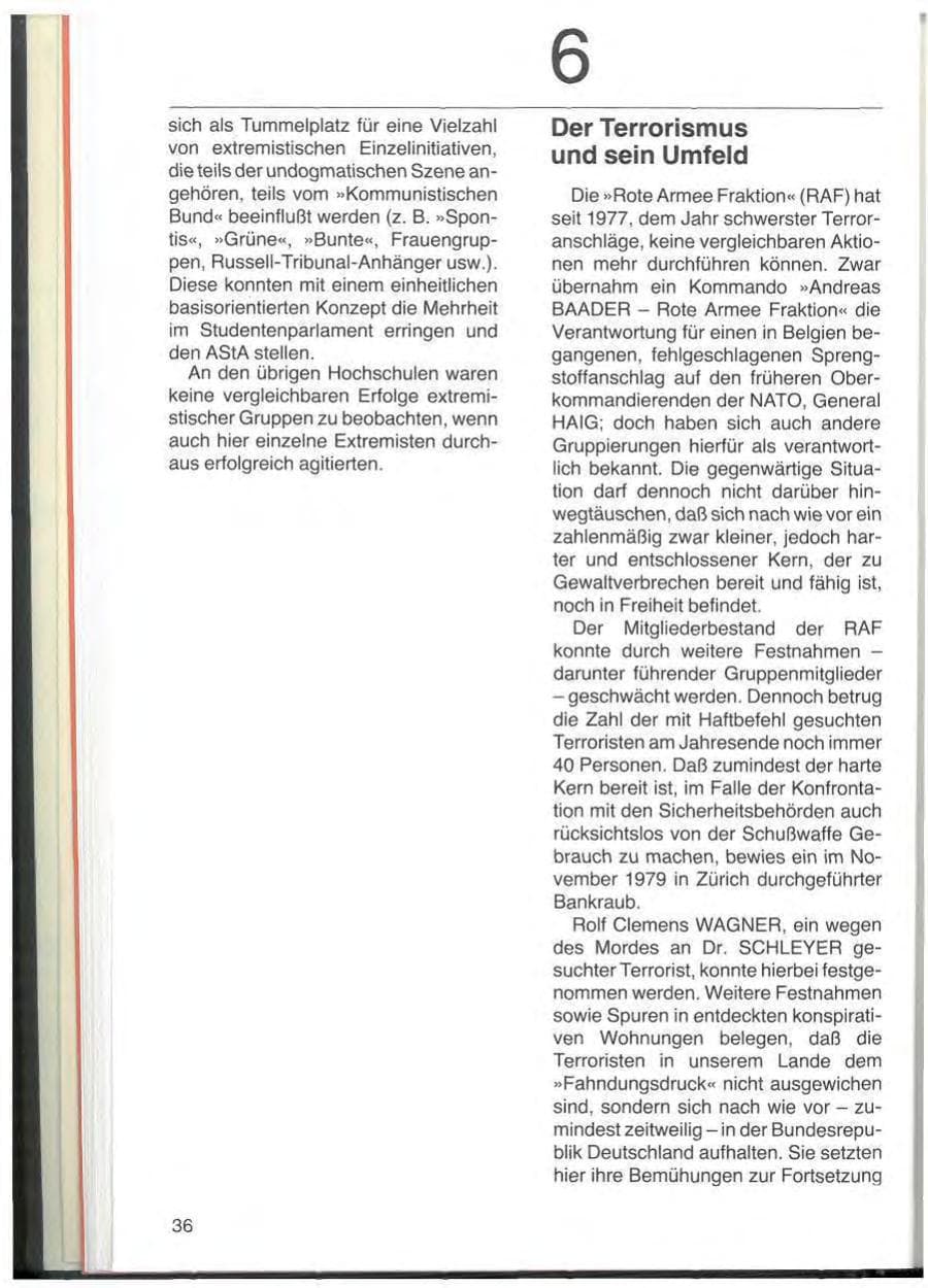 Seite 38 des Verfassungsschutzbericht 1979 Schleswig-Holstein