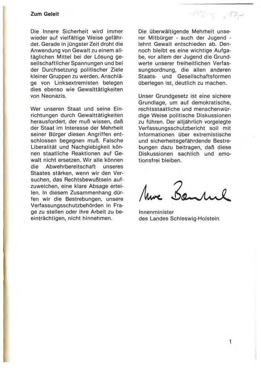 Seite 3 des Verfassungsschutzbericht 1980 Schleswig-Holstein