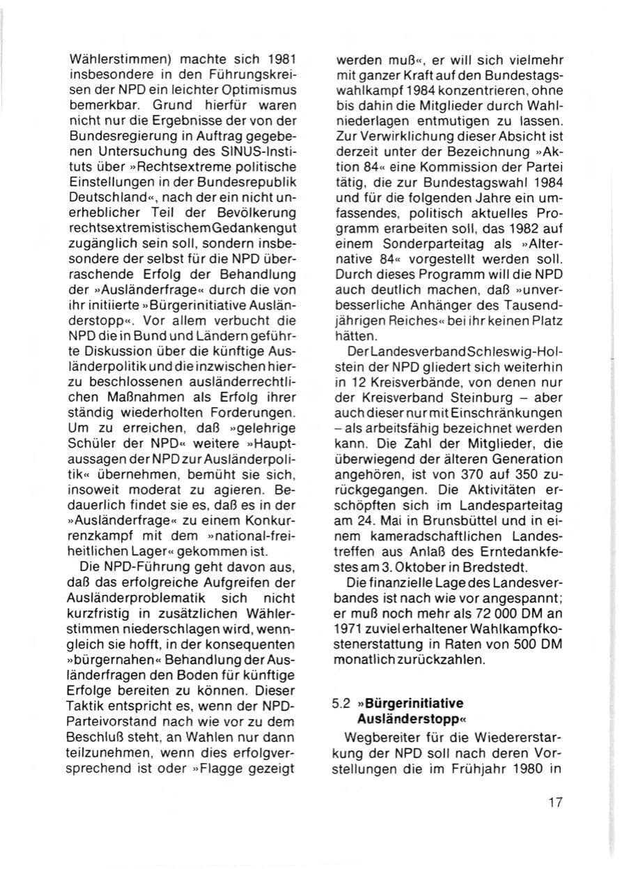 Seite 19 des Verfassungsschutzbericht 1981 Schleswig-Holstein