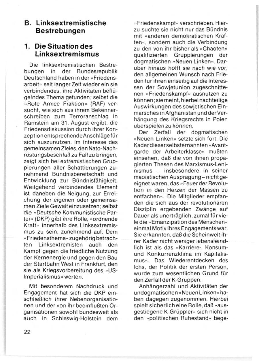 Seite 24 des Verfassungsschutzbericht 1981 Schleswig-Holstein