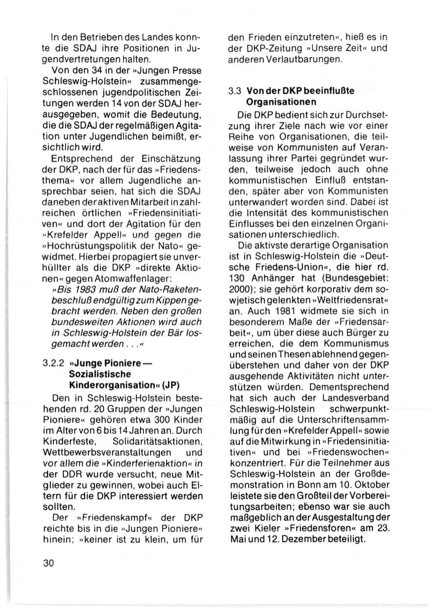 Seite 32 des Verfassungsschutzbericht 1981 Schleswig-Holstein