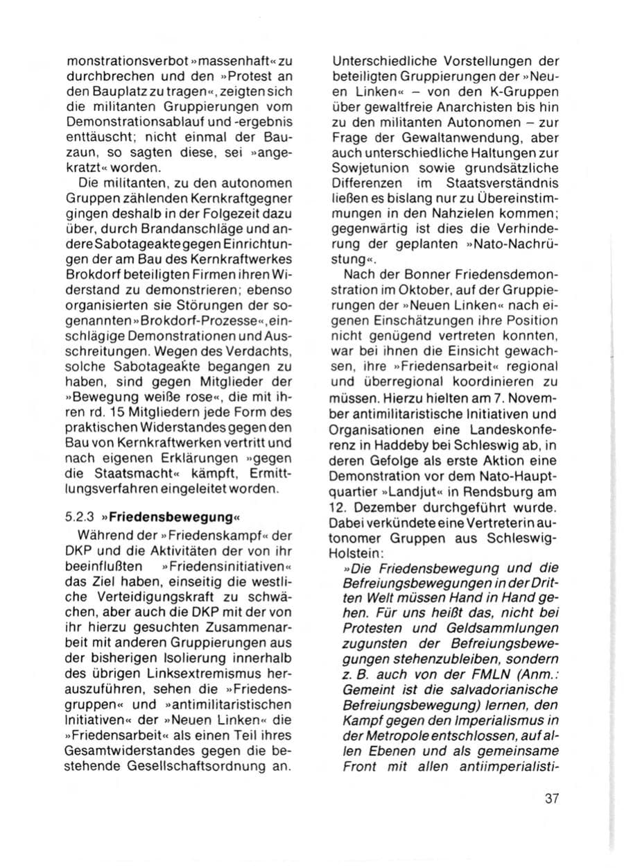 Seite 39 des Verfassungsschutzbericht 1981 Schleswig-Holstein