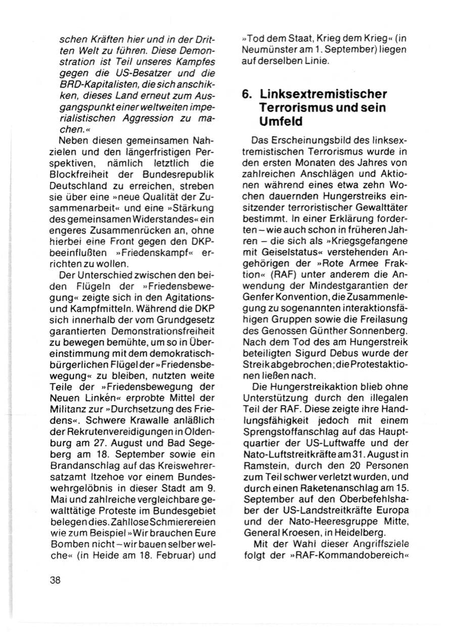 Seite 40 des Verfassungsschutzbericht 1981 Schleswig-Holstein