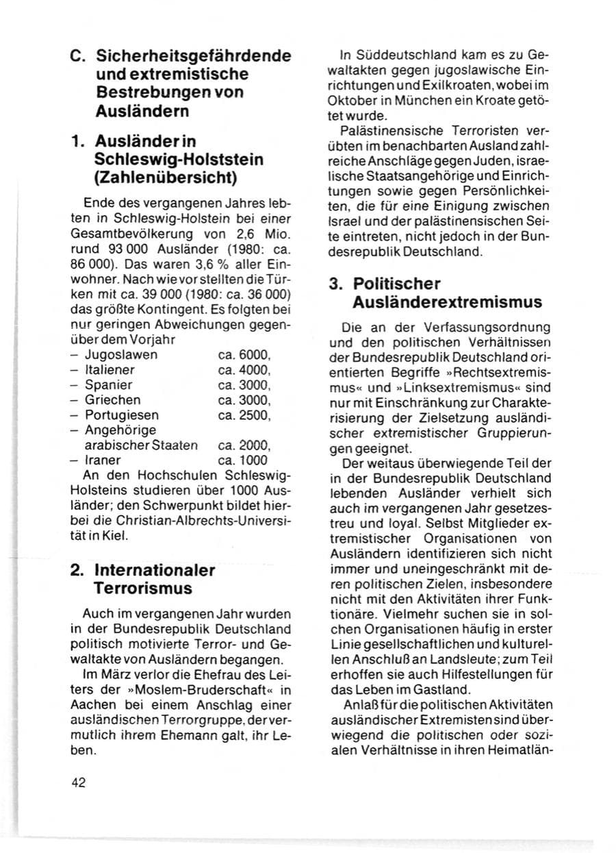 Seite 44 des Verfassungsschutzbericht 1981 Schleswig-Holstein
