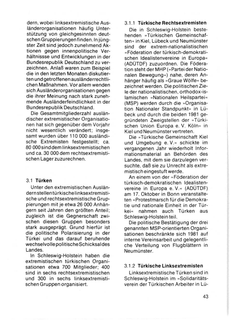 Seite 45 des Verfassungsschutzbericht 1981 Schleswig-Holstein