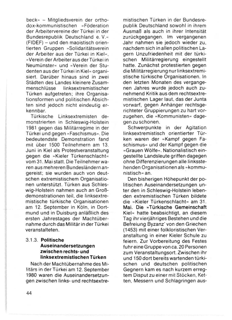 Seite 46 des Verfassungsschutzbericht 1981 Schleswig-Holstein