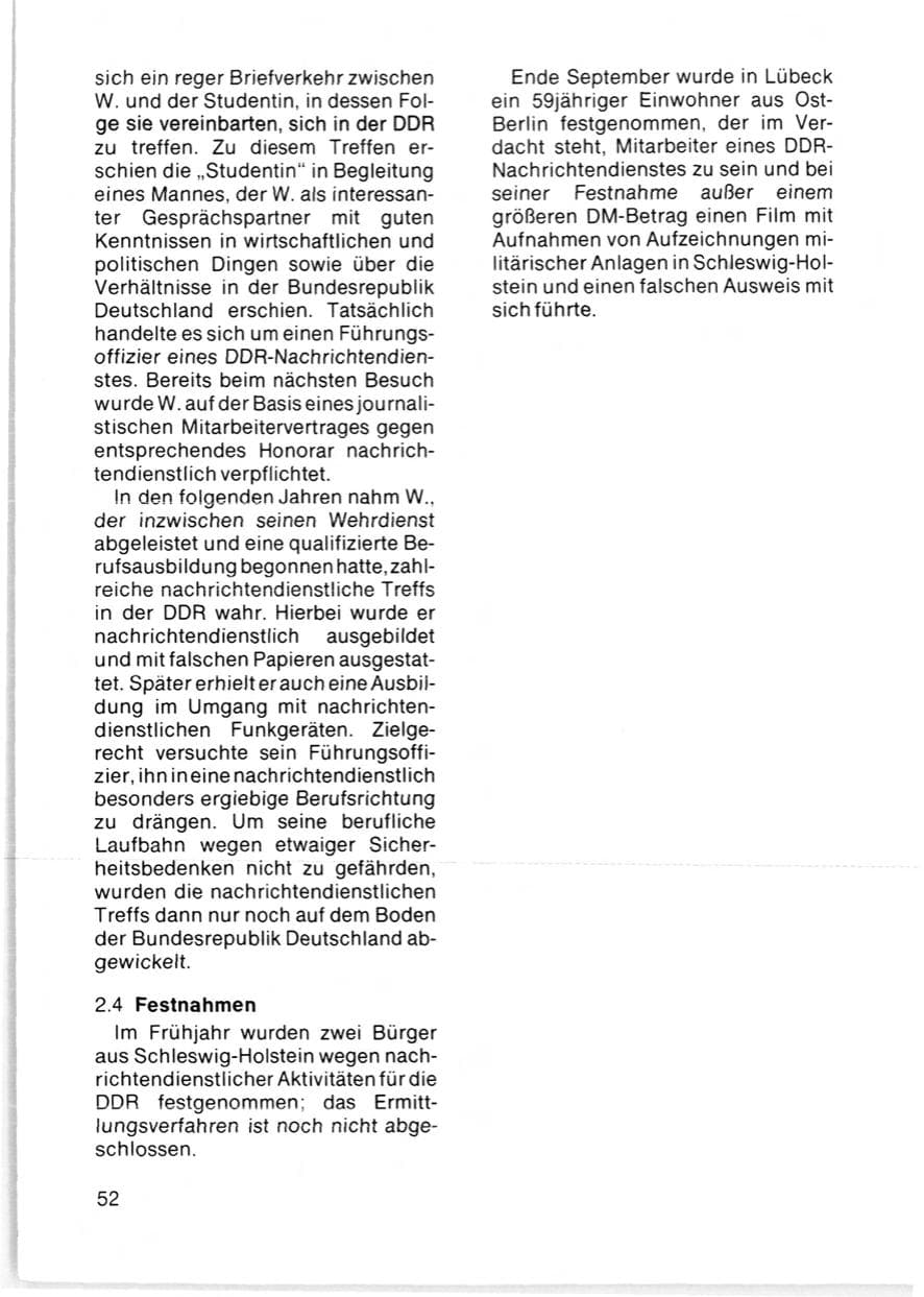 Seite 54 des Verfassungsschutzbericht 1981 Schleswig-Holstein