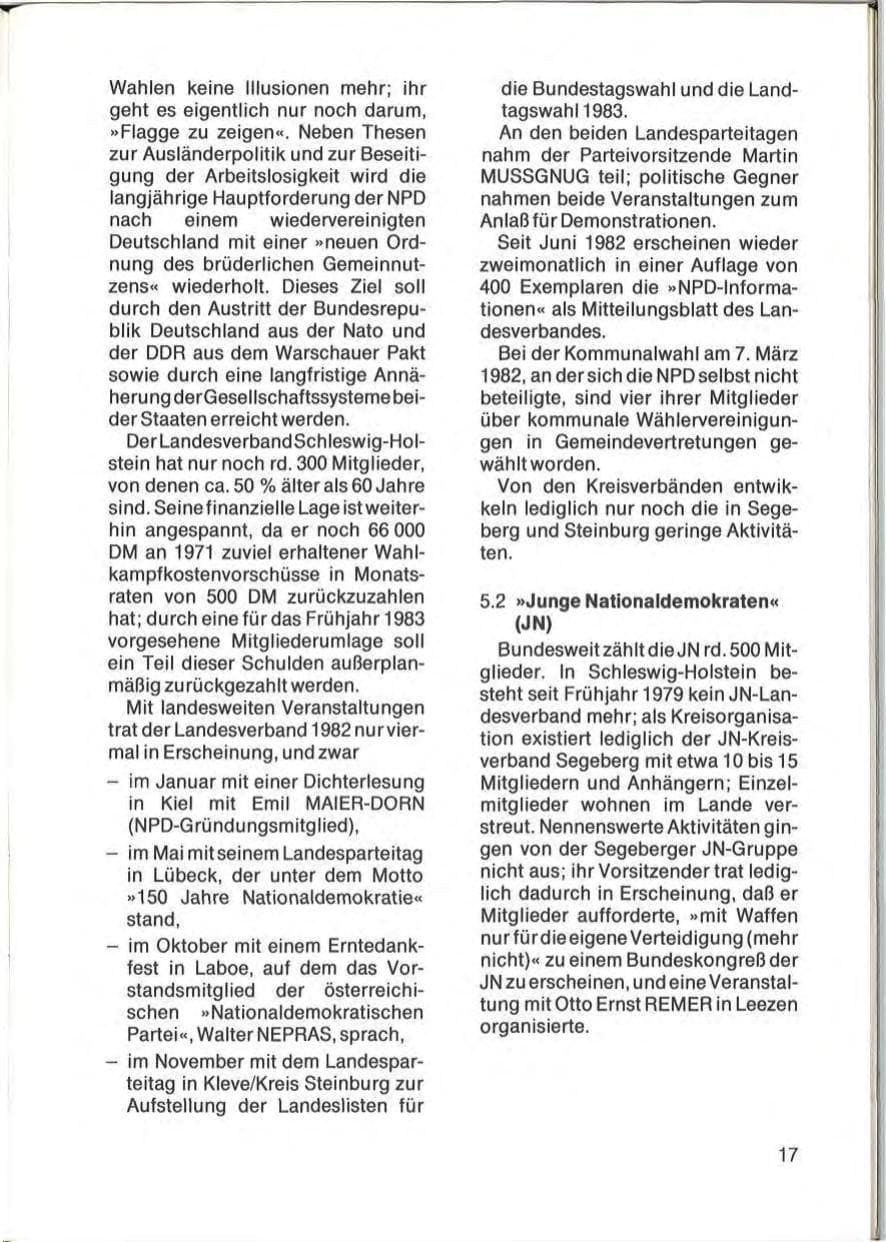 Seite 19 des Verfassungsschutzbericht 1982 Schleswig-Holstein
