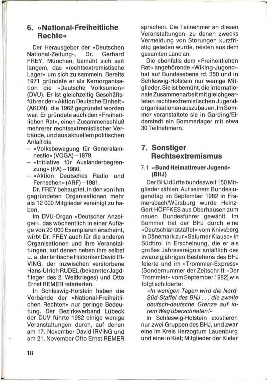Seite 20 des Verfassungsschutzbericht 1982 Schleswig-Holstein