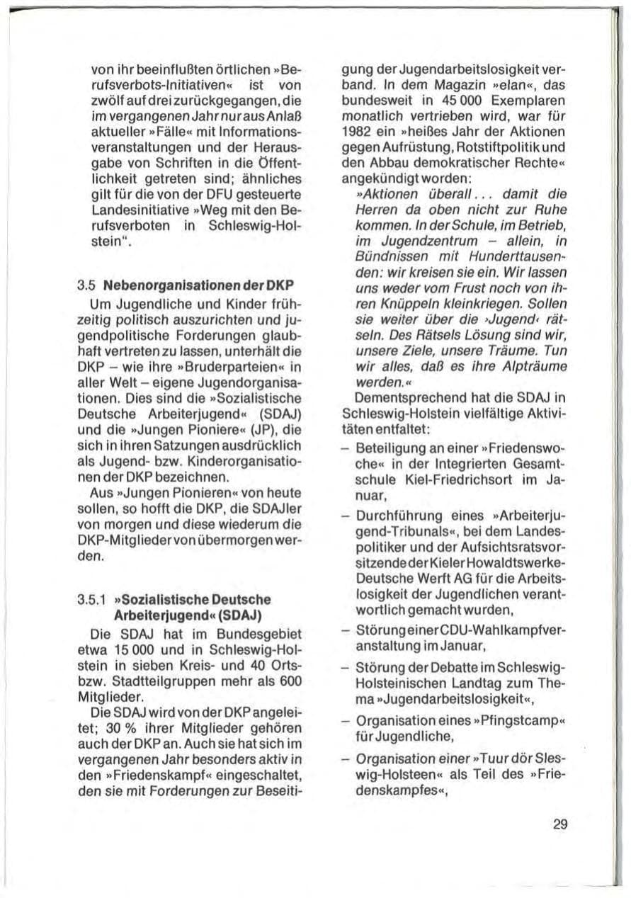 Seite 31 des Verfassungsschutzbericht 1982 Schleswig-Holstein