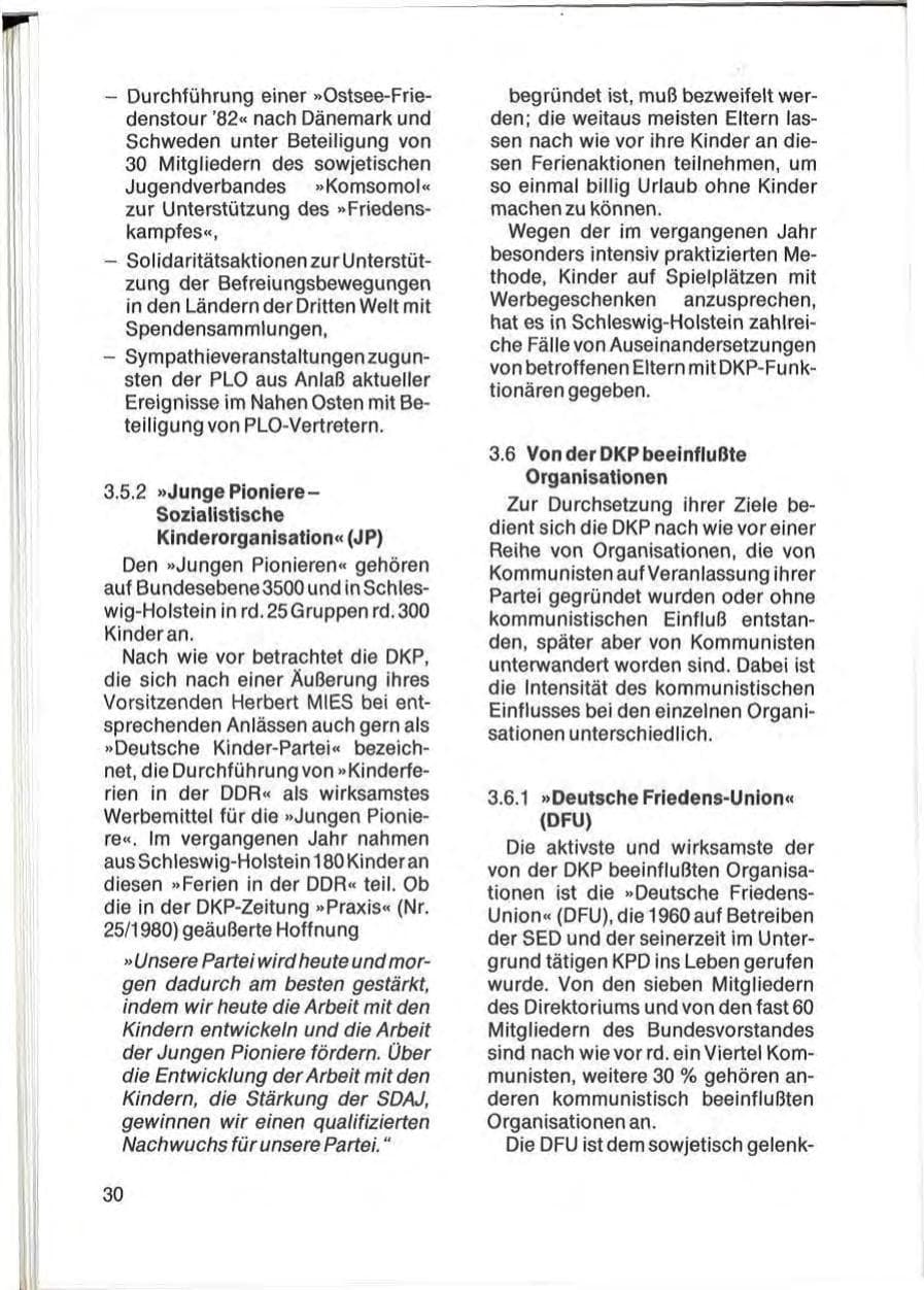 Seite 32 des Verfassungsschutzbericht 1982 Schleswig-Holstein