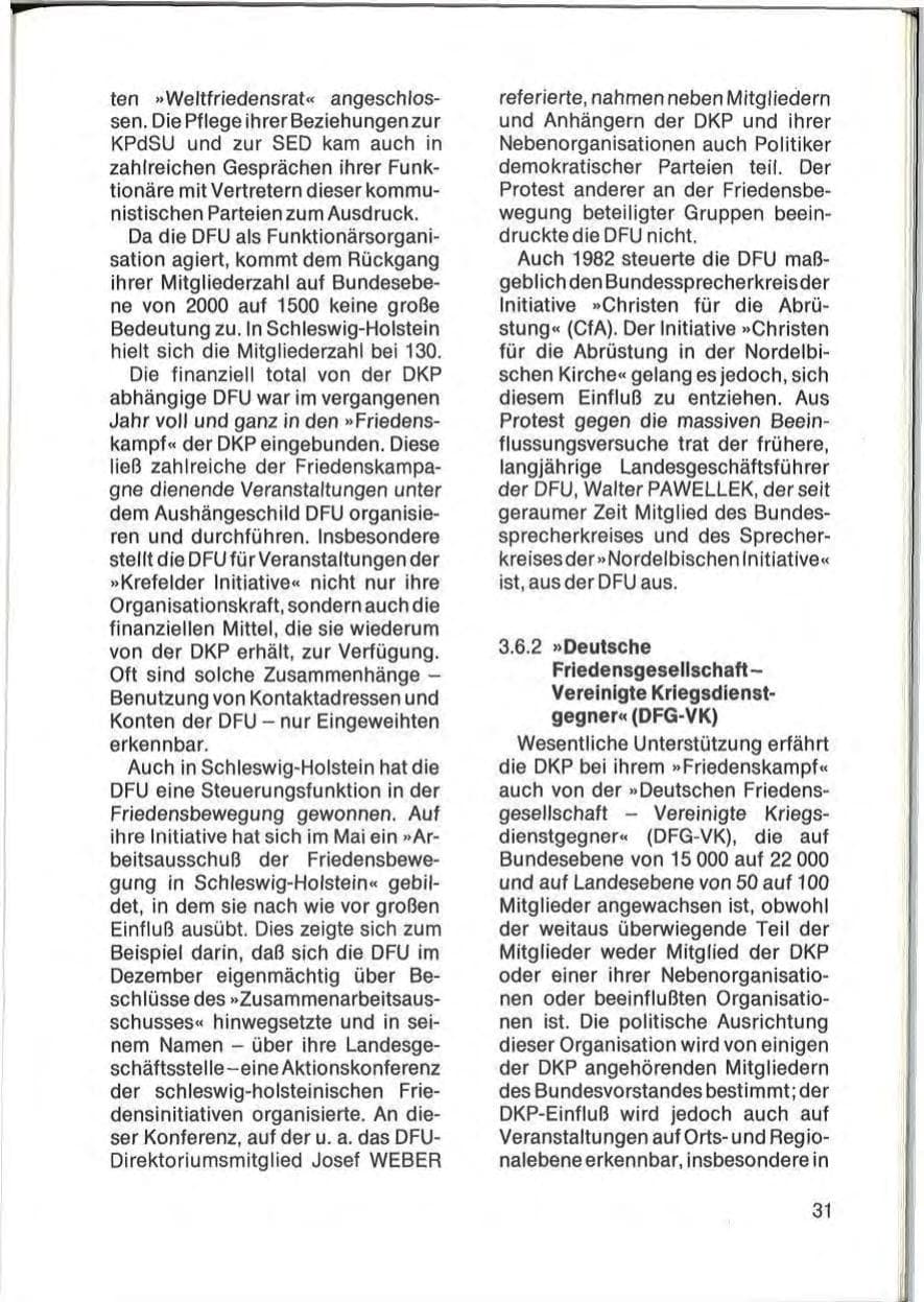 Seite 33 des Verfassungsschutzbericht 1982 Schleswig-Holstein