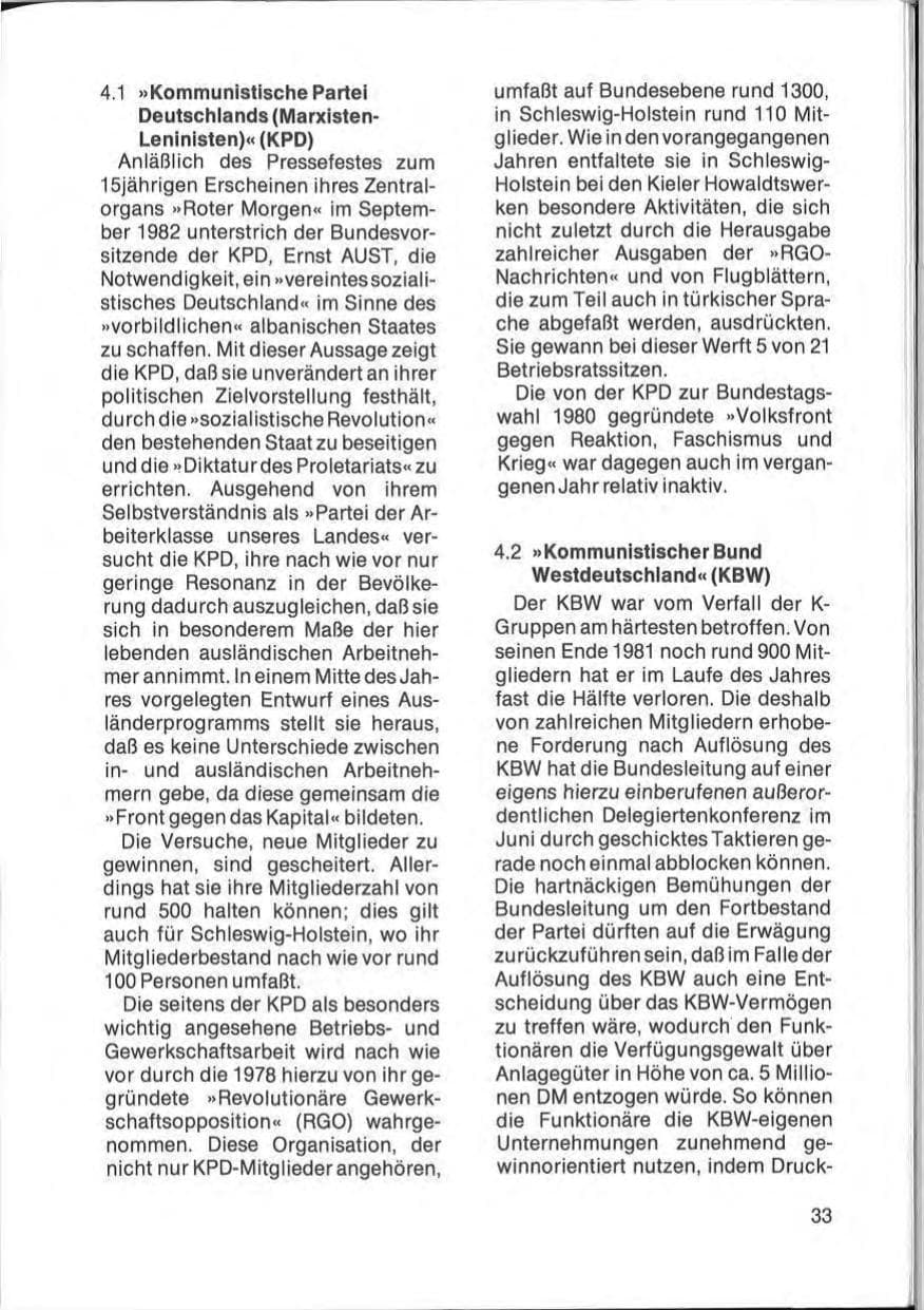 Seite 35 des Verfassungsschutzbericht 1982 Schleswig-Holstein