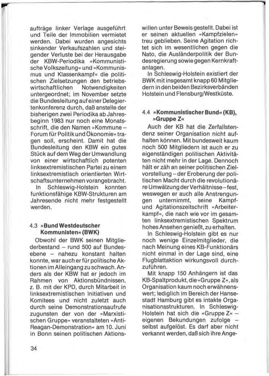 Seite 36 des Verfassungsschutzbericht 1982 Schleswig-Holstein