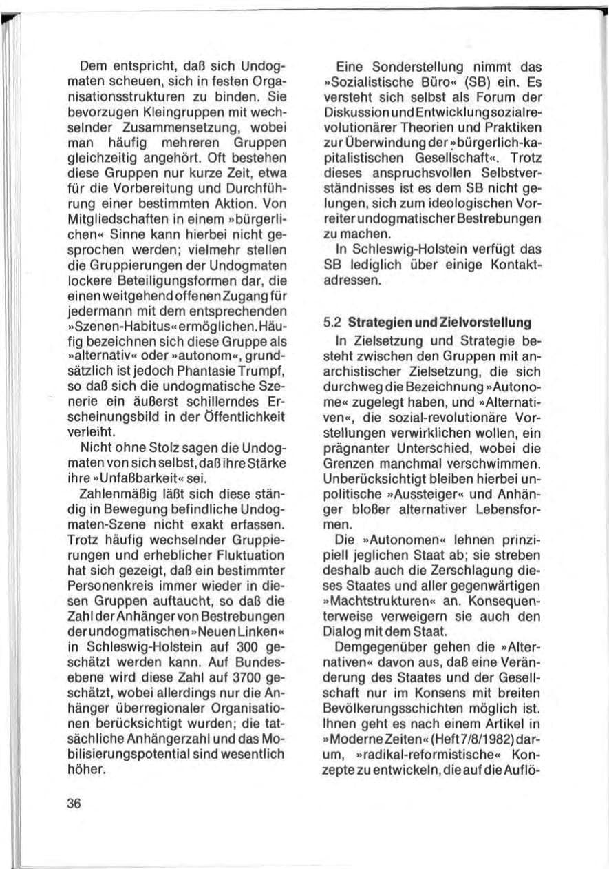 Seite 38 des Verfassungsschutzbericht 1982 Schleswig-Holstein
