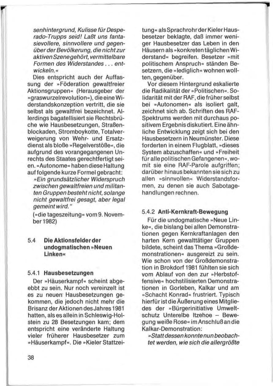 Seite 40 des Verfassungsschutzbericht 1982 Schleswig-Holstein
