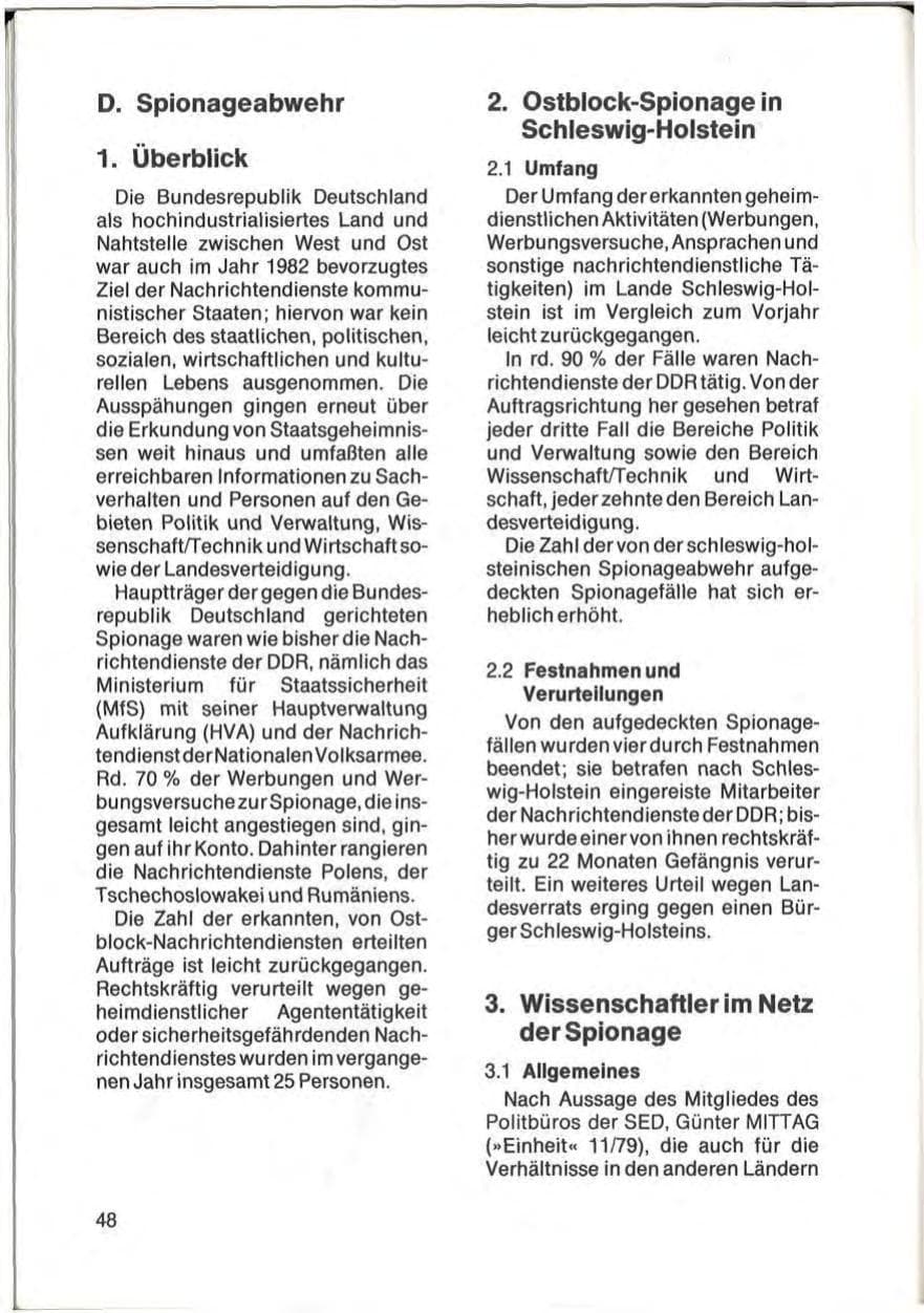 Seite 50 des Verfassungsschutzbericht 1982 Schleswig-Holstein