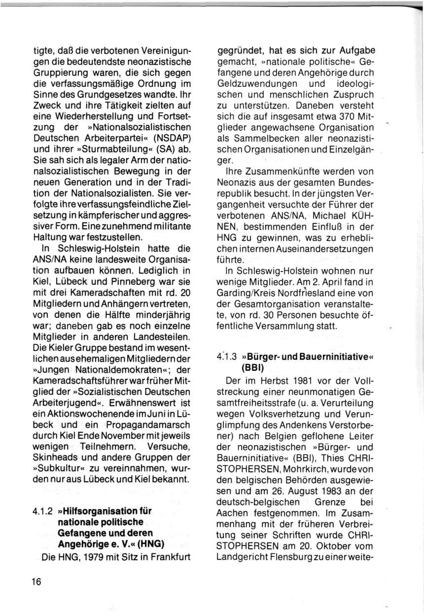 Seite 18 des Verfassungsschutzbericht 1983 Schleswig-Holstein
