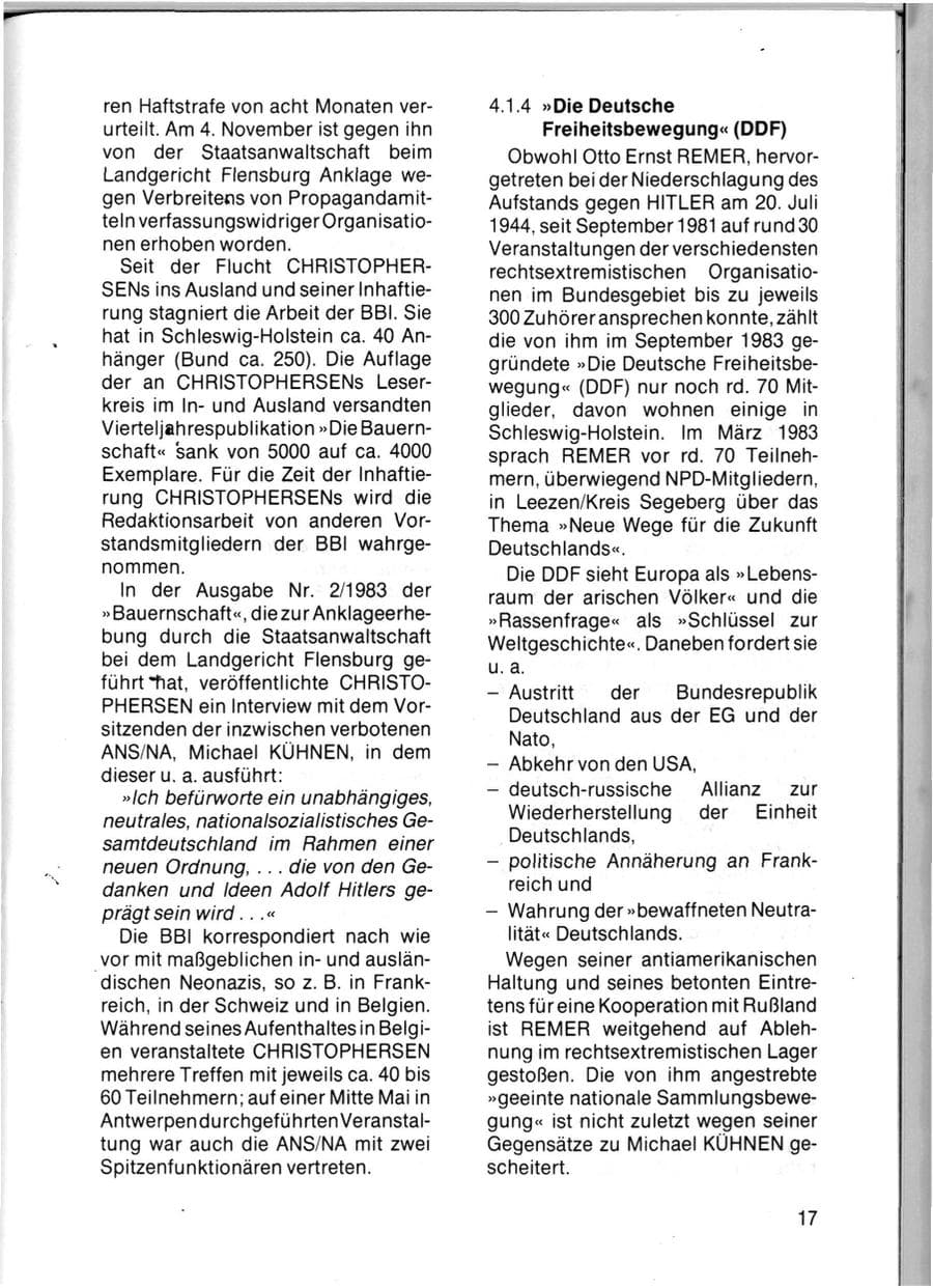 Seite 19 des Verfassungsschutzbericht 1983 Schleswig-Holstein