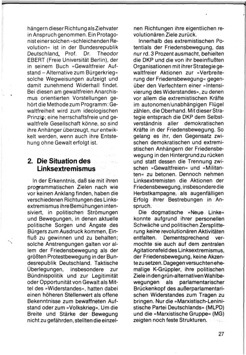 Seite 29 des Verfassungsschutzbericht 1983 Schleswig-Holstein