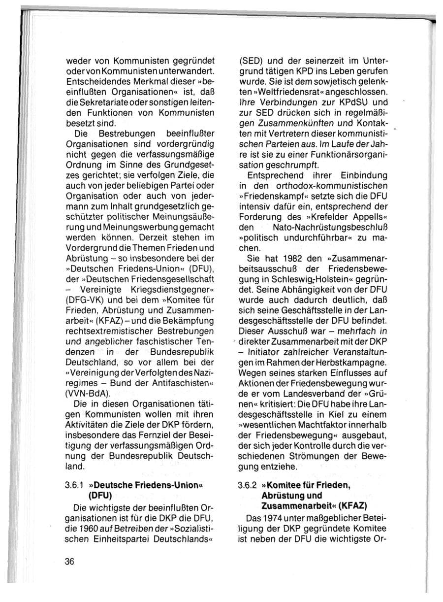 Seite 38 des Verfassungsschutzbericht 1983 Schleswig-Holstein