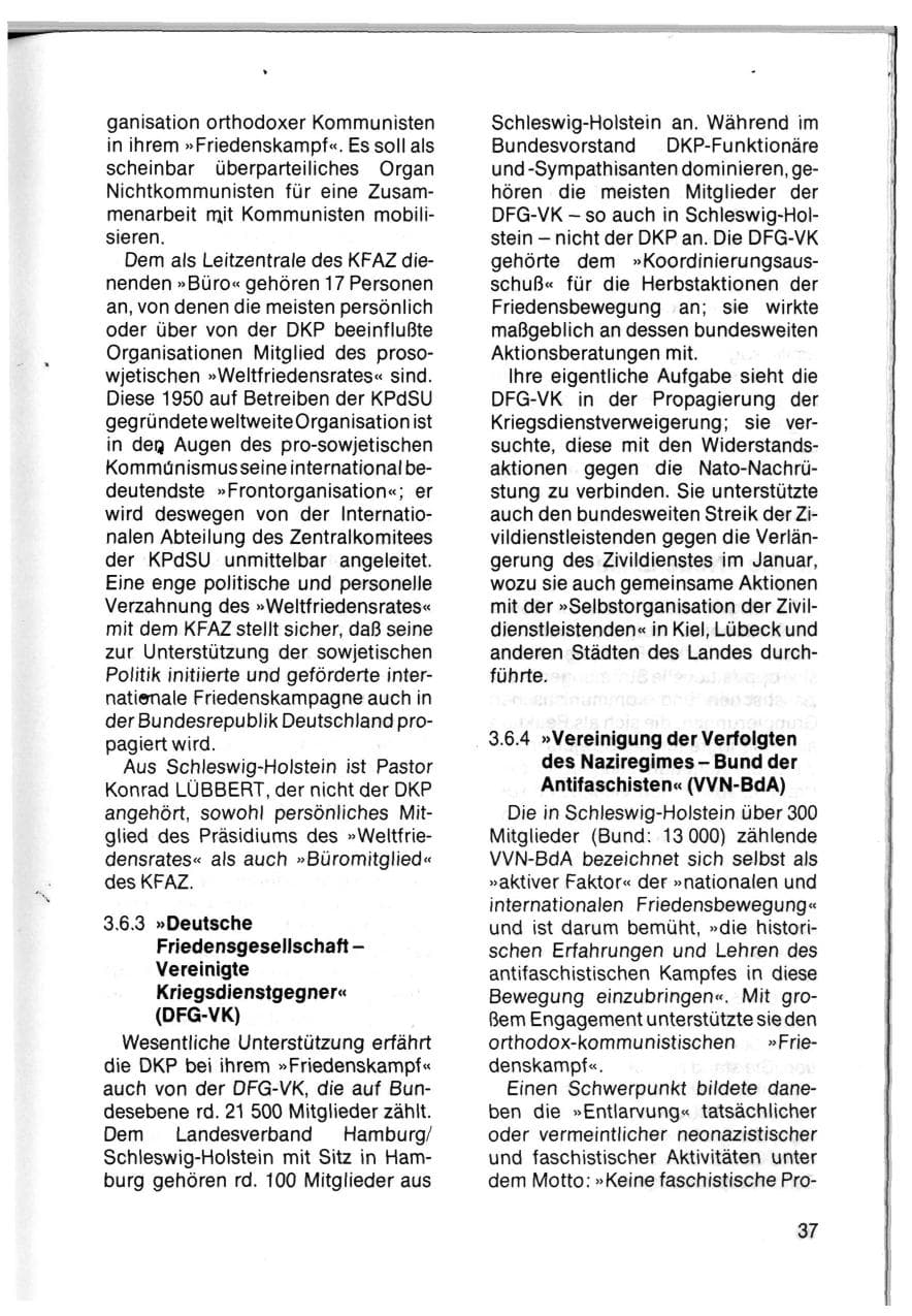 Seite 39 des Verfassungsschutzbericht 1983 Schleswig-Holstein