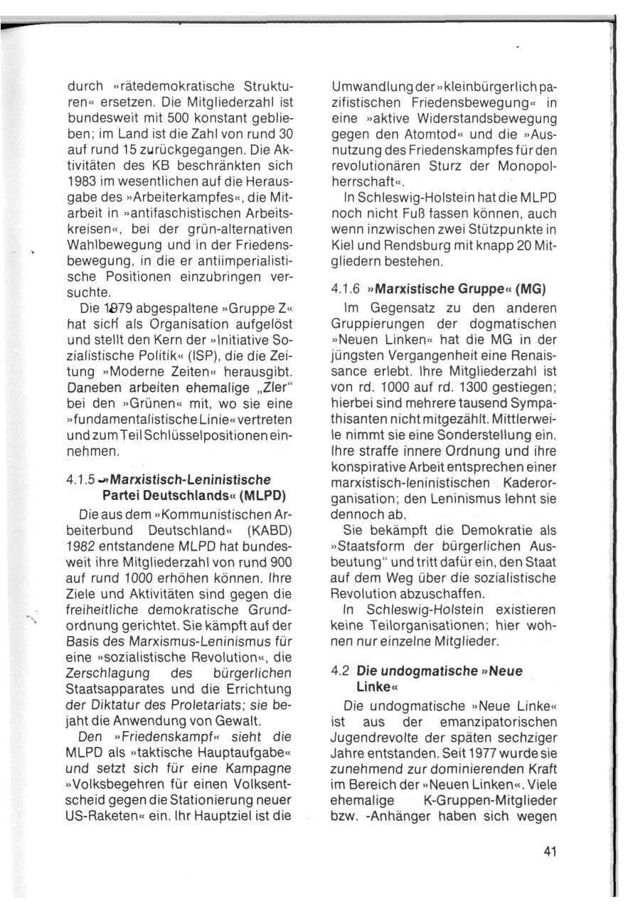 Seite 43 des Verfassungsschutzbericht 1983 Schleswig-Holstein