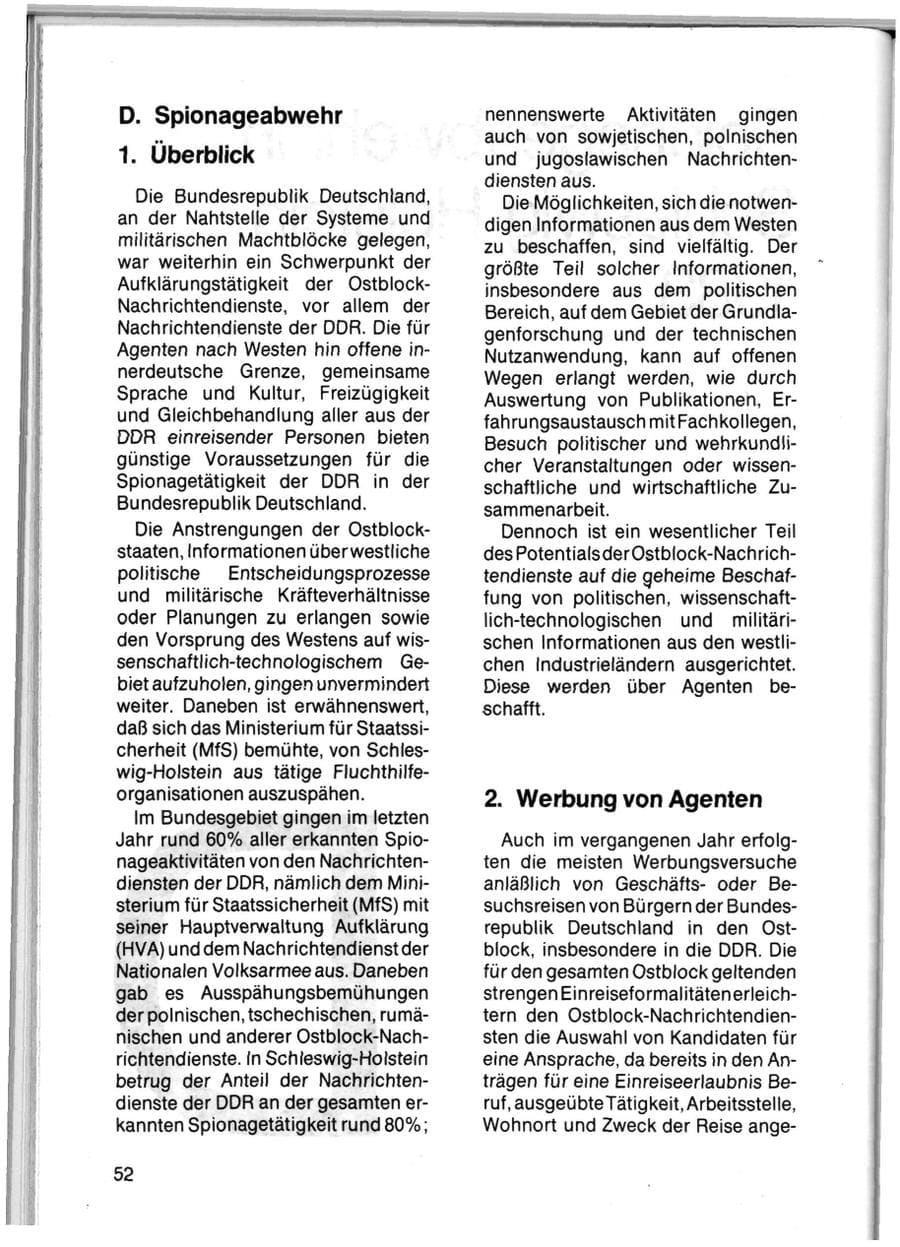 Seite 54 des Verfassungsschutzbericht 1983 Schleswig-Holstein