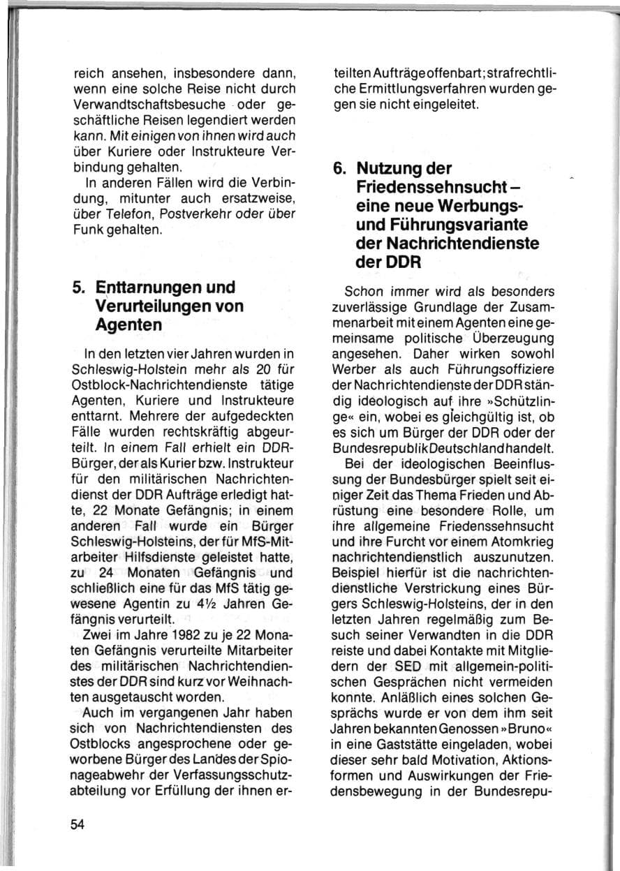 Seite 56 des Verfassungsschutzbericht 1983 Schleswig-Holstein