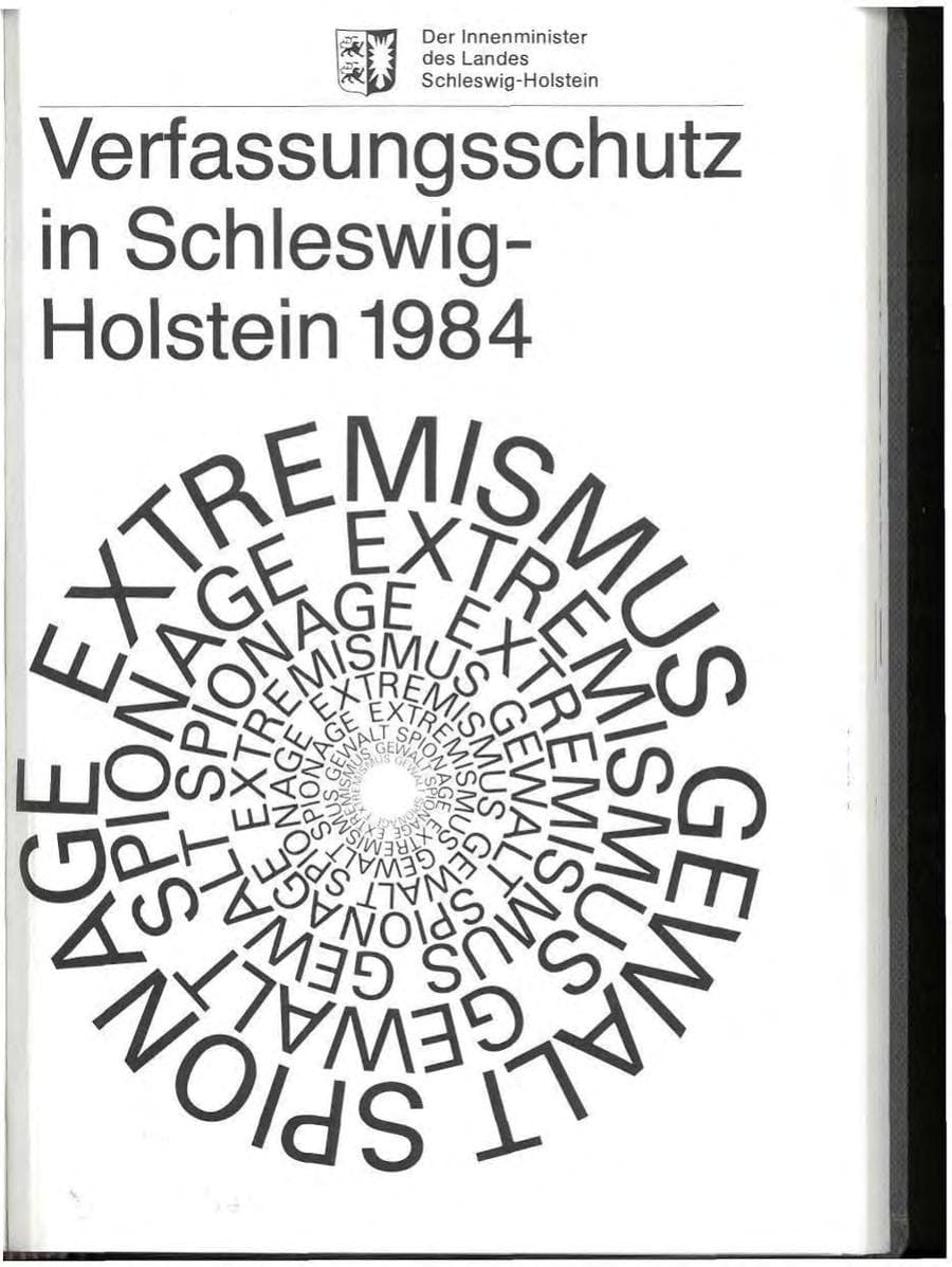 Seite 1 des Verfassungsschutzbericht 1984 Schleswig-Holstein