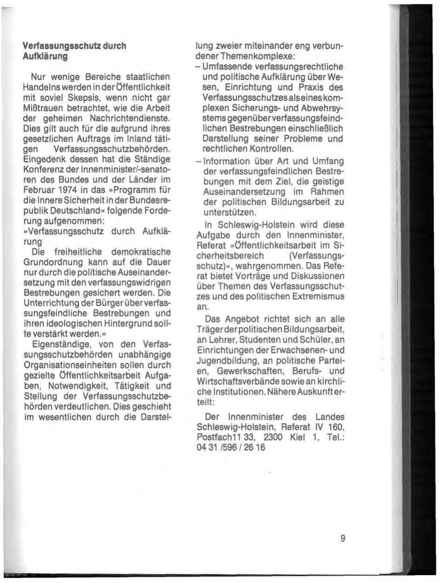 Seite 11 des Verfassungsschutzbericht 1984 Schleswig-Holstein