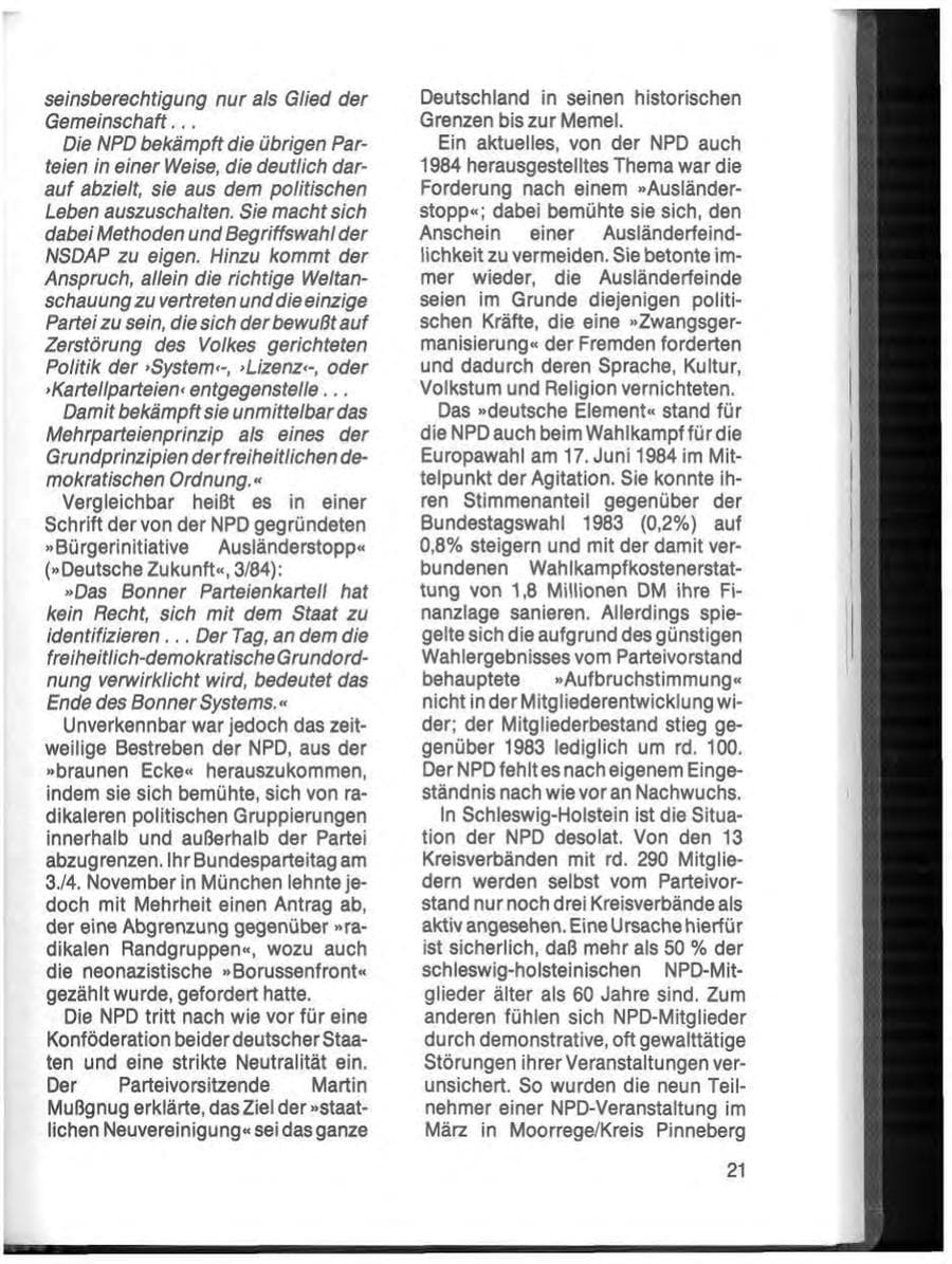 Seite 23 des Verfassungsschutzbericht 1984 Schleswig-Holstein