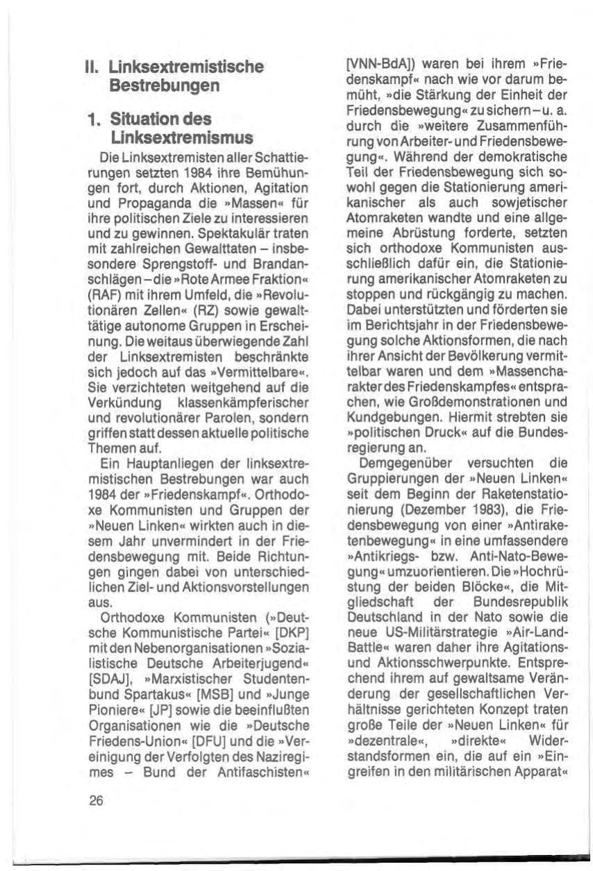 Seite 28 des Verfassungsschutzbericht 1984 Schleswig-Holstein
